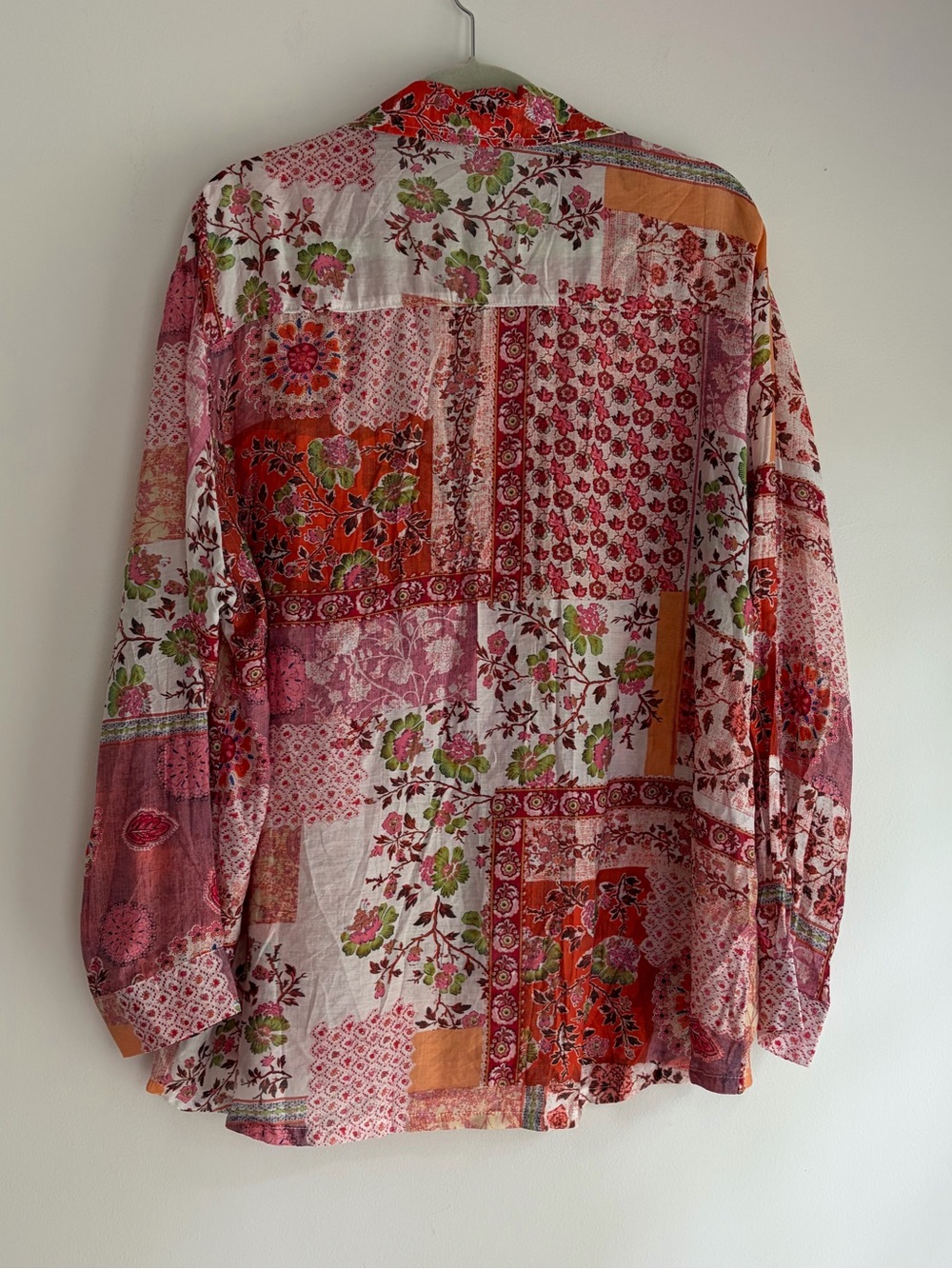 POL Pink Floral Patchwork Print Long Sleeve Button Down Shirt Size L - Picture 4 of 5